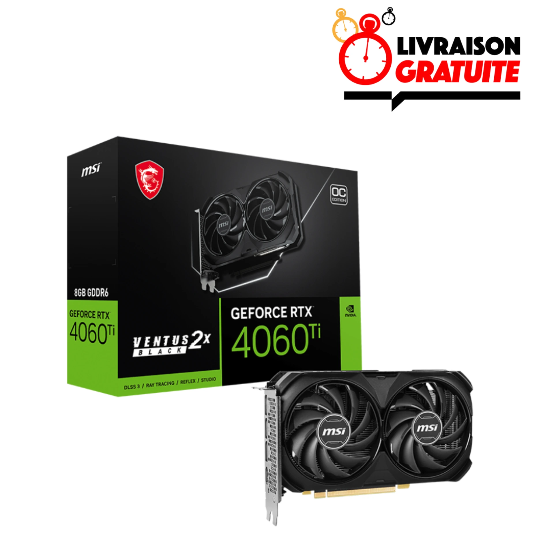 MSI GeForce RTX 4060 Ti VENTUS 2X BLACK OC 8GB GDDR6