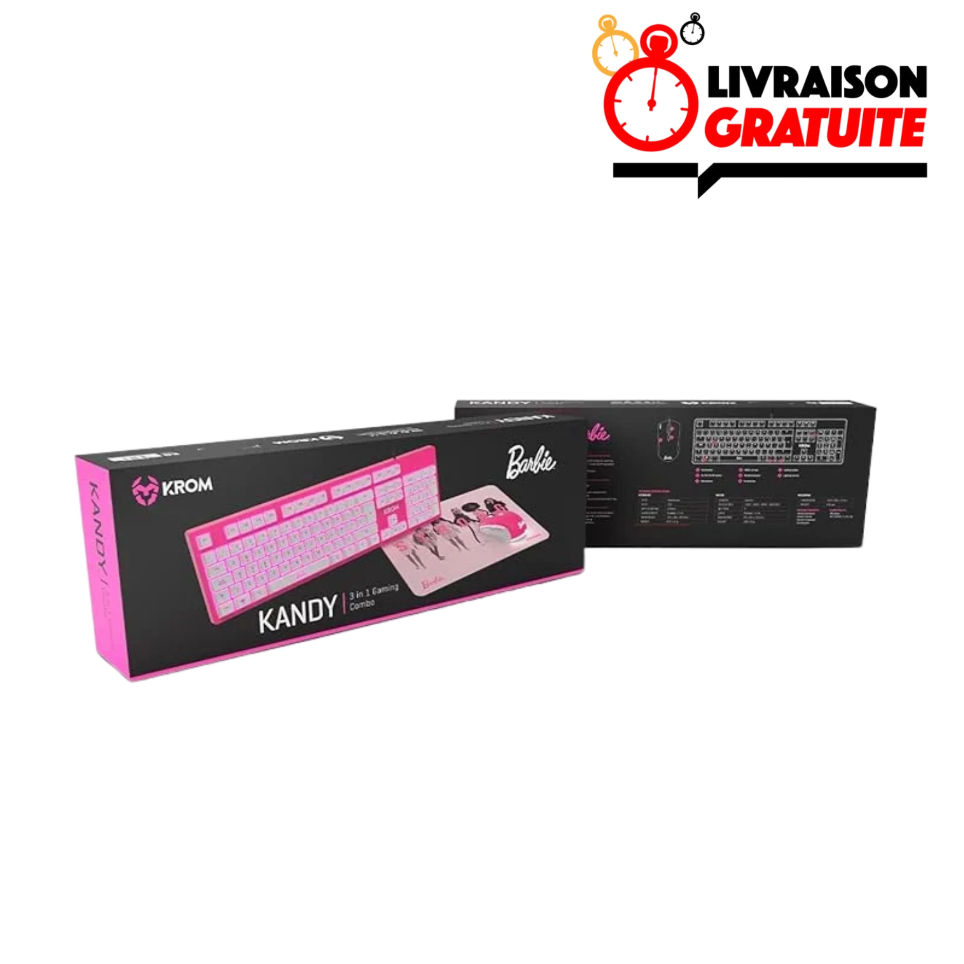 Combo Barbie Krom Kandy 3 En 1 Teclado + Mouse + Pad Mouse
