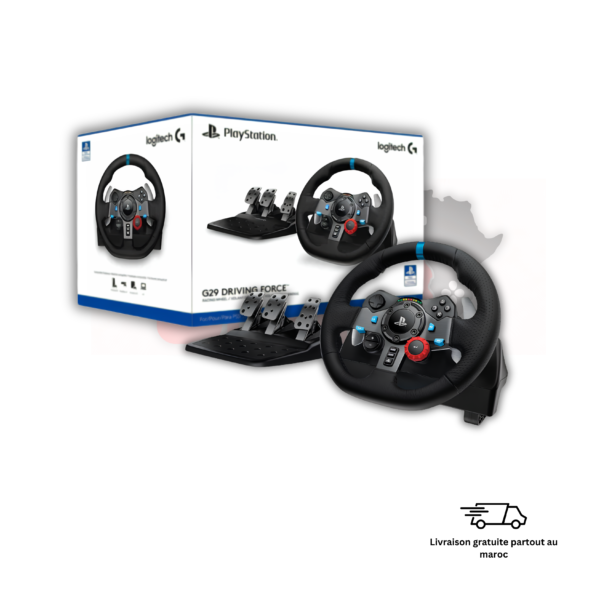 Logitech G29 Driving Force volant PS5 PS4 PC Maroc