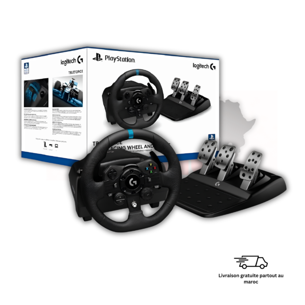 Logitech G923 Driving Force volant PS5 PS4 PC Maroc
