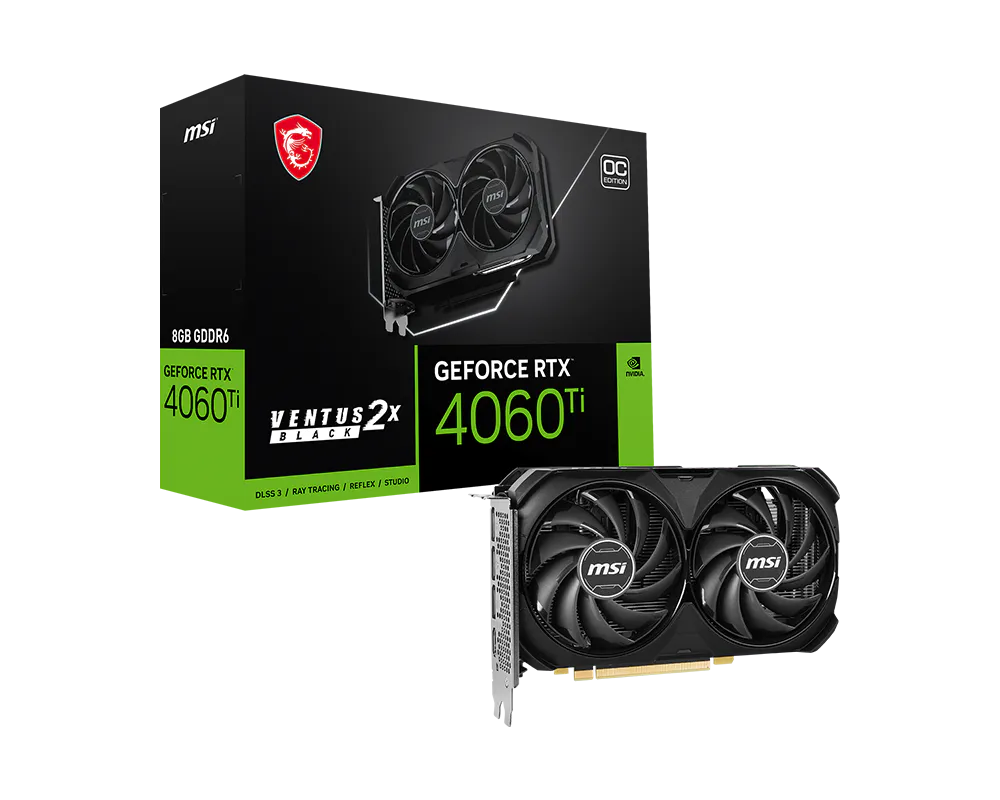 MSI GeForce RTX 4060 Ti VENTUS 2X BLACK OC 8GB GDDR6