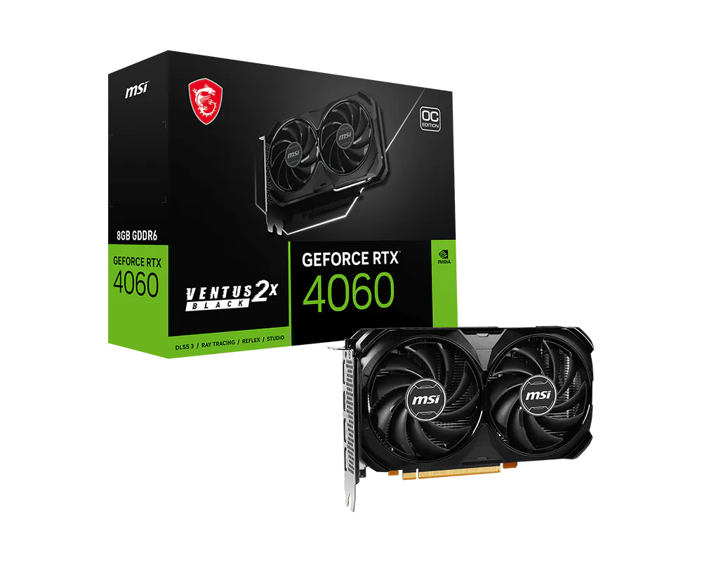 MSI GeForce RTX 4060 VENTUS 2X BLACK OC 8GB GDDR6