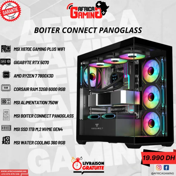 PC Gaming CONNECT PANOGLASS Ryzen 7 7800X3D / RTX 5070
