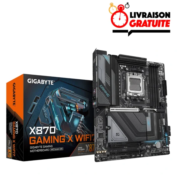 Carte mère GIGABYTE X870 Gaming X WiFi7 pour PC gamer au Maroc avec WiFi7 et support DDR5