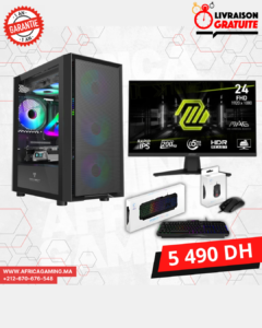 Pack PC Gamer Ryzen 5 5600G – Ecran MSI 200Hz – 16GB RAM – Clavier/Souris MSI – Maroc 55 Pack PC Gamer Ryzen 5 5600G Maroc Setup Complet Ecran 200Hz