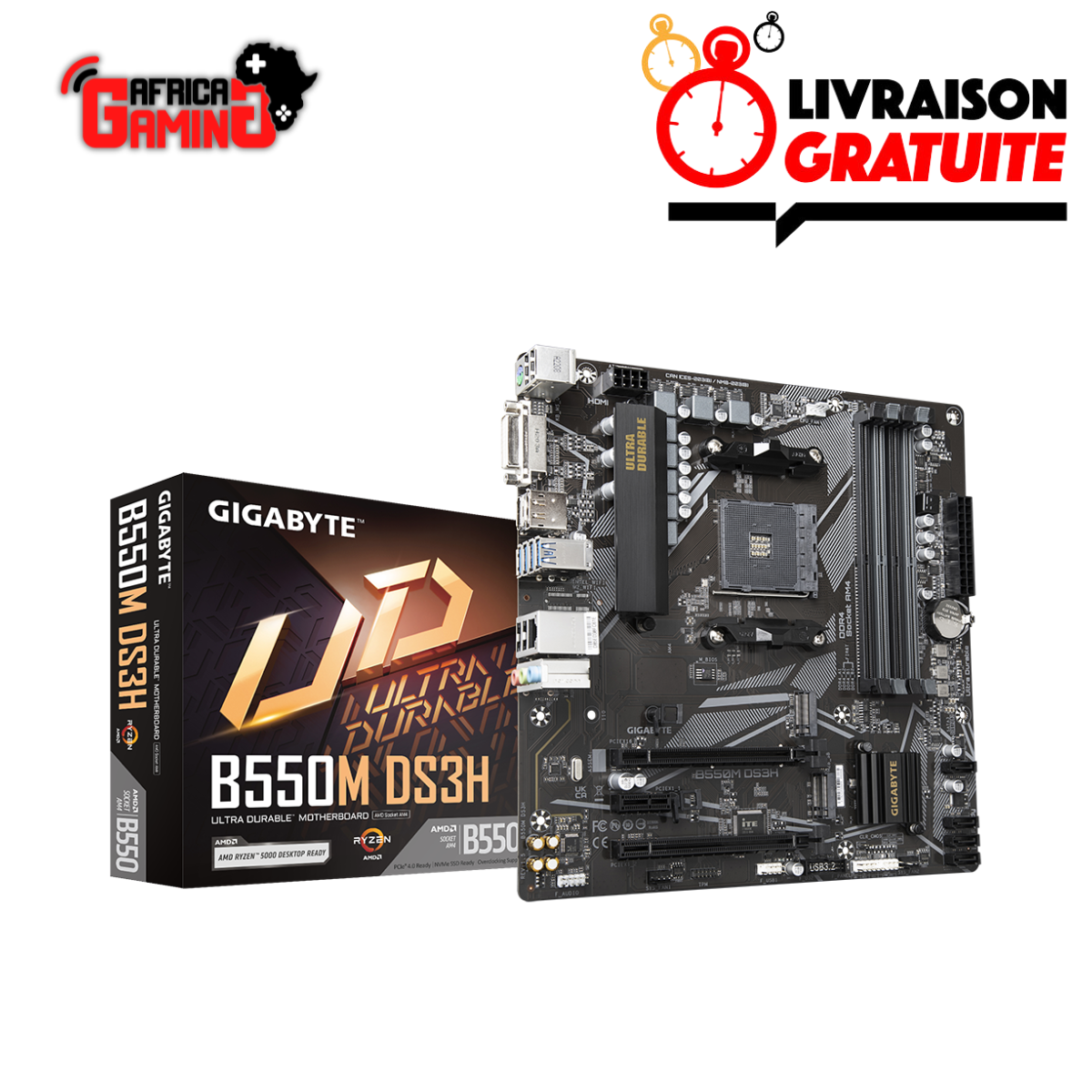Gigabyte B550M DS3H Maroc Carte Mère Gaming
