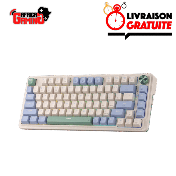 Redragon K673 PRO Maroc : Clavier Mécanique 75% Gasket Mount (Vintage Blue) 1 Redragon K673 PRO Maroc Africa Gaming Vintage Blue