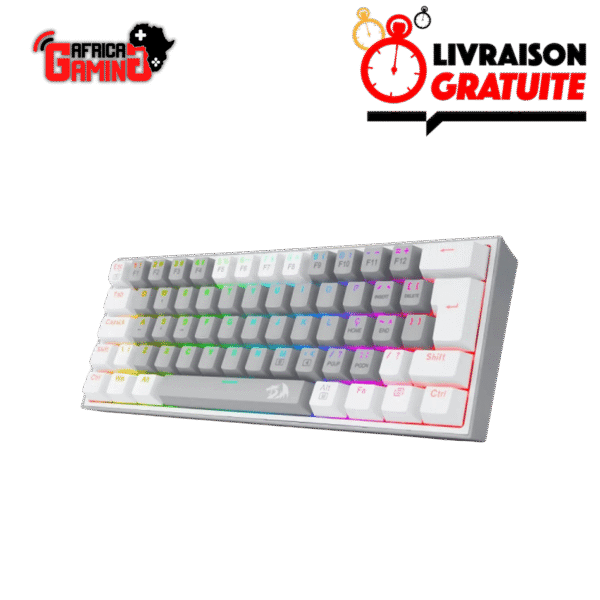 Redragon K617 Fizz White Gray Maroc Africa Gaming Clavier 60%