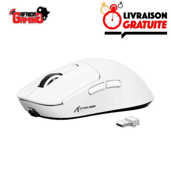 Attack Shark X3 White Maroc : Souris Gaming Sans Fil Ultra-Légère 49g 1 Attack Shark X3 White Maroc Africa Gaming