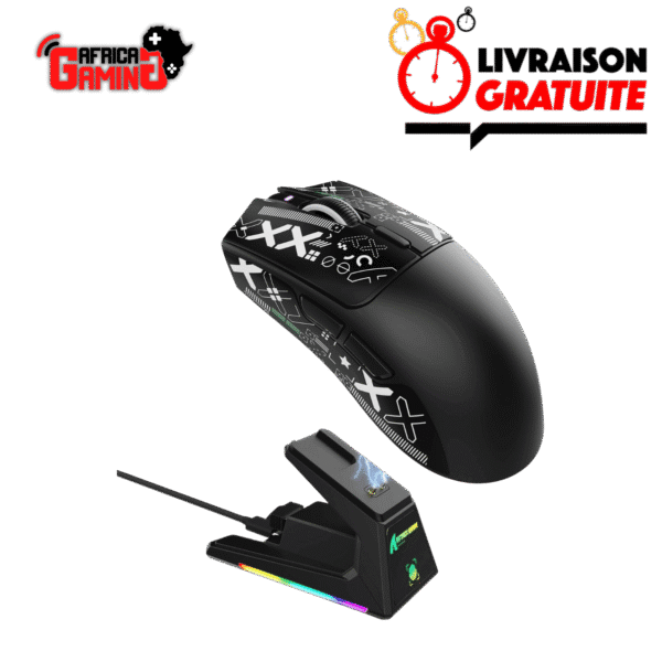 Attack Shark X1 Black Tape Maroc : Souris Gaming Sans Fil RGB + Grip 1 Attack Shark X1 Black Tape Maroc Africa Gaming