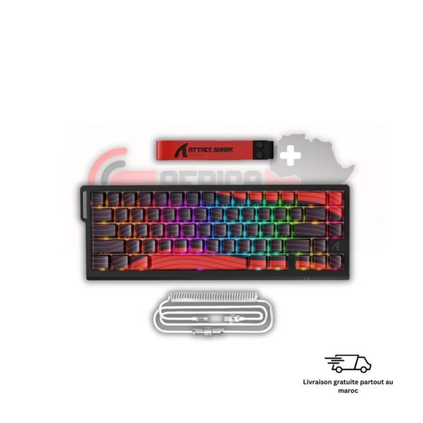 Attack Shark X68 Pro HE clavier gaming RED Magnetic Switch Hall Effect RGB Tri-Mode 60% ultra compact Maroc