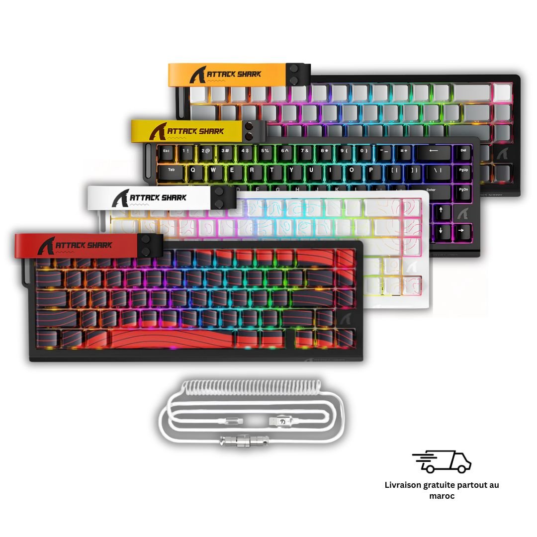 Attack Shark X68 Pro HE Maroc clavier gaming sans fil Magnetic Switch Hall Effect RGB Tri-Mode ultra réactif 60%
