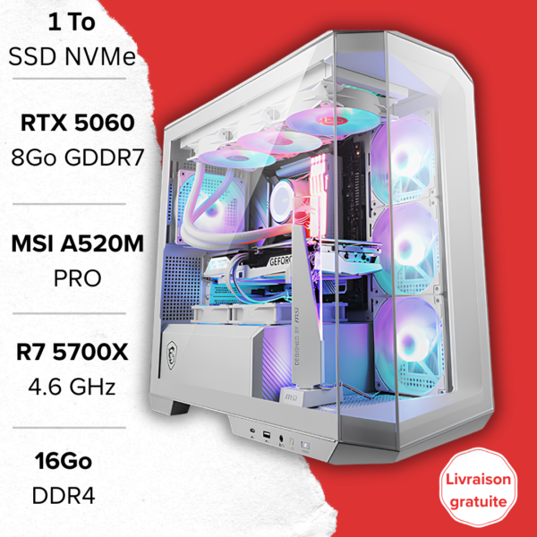 PC Gamer Ryzen 7 5700X RTX 5060 configuration Maroc