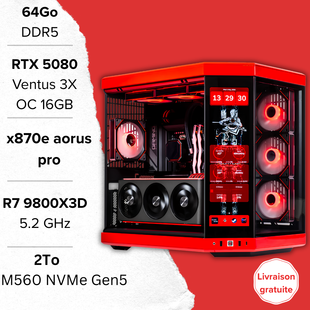 PC Gamer RTX 5080 Ryzen 7 9800X3D Maroc ultra gaming