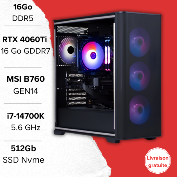 PC Gamer i7 14700K RTX 4060 Ti Maroc