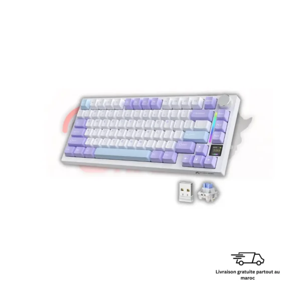 Attack Shark X820 Ultra Maroc clavier gaming Lavender violet RGB Tri-Mode design gaming moderne ergonomique
