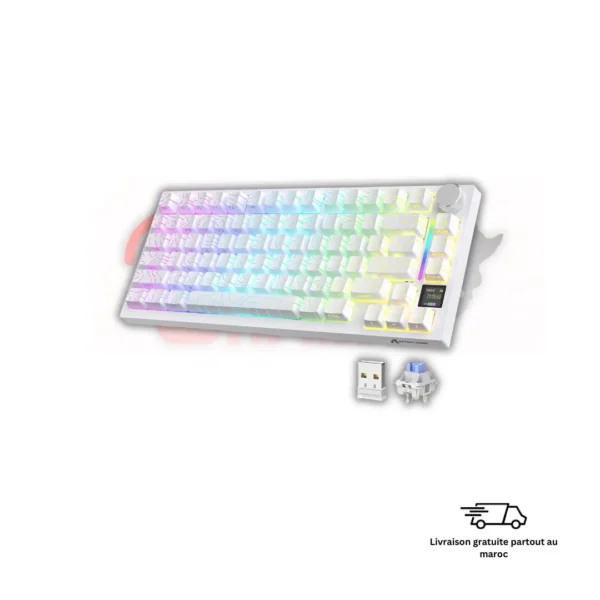 Attack Shark X820 Ultra Maroc clavier gaming blanc White Contours RGB Tri-Mode design minimaliste ultra léger