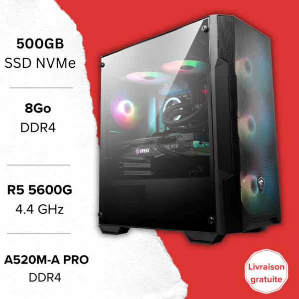 PC Gamer Ryzen 5 5600G setup gaming Maroc