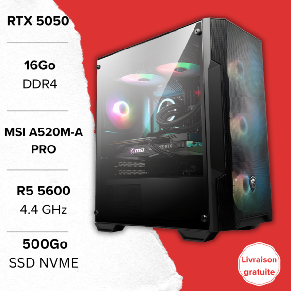 PC Gamer RTX 5050 Ryzen 5 5600 Maroc setup