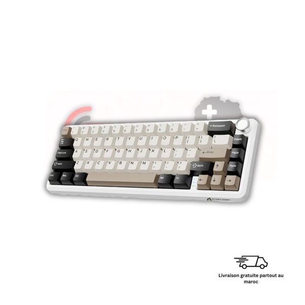 ATTACK SHARK X66 Blueberry Switch Maroc version Cheese White clavier mécanique blanc PBT RGB 65%