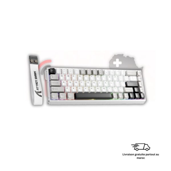 ATTACK SHARK X68 MAX HE Magnetic Maroc Star White clavier gaming Hall Effect 8000Hz RGB blanc premium
