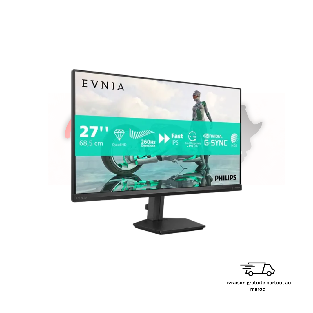 Écran Philips Evnia 27M2N3500PF setup gaming QHD 240Hz