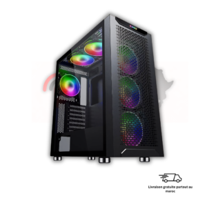 Boîtier HYBROK RS6 ARGB setup gaming Maroc