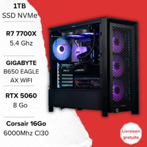 PC Gamer Ryzen 7 7700X RTX 5060 setup premium Maroc