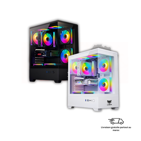 Boîtier HYBROK MOON GLASS setup gaming RGB