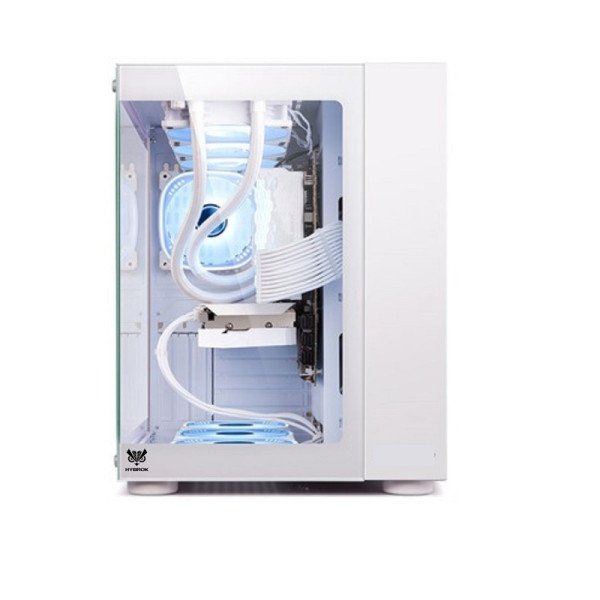 Boîtier HYBROK TITAN EVO White setup gaming RGB