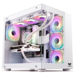 Boîtier HYBROK TITAN EVO White setup gaming RGB