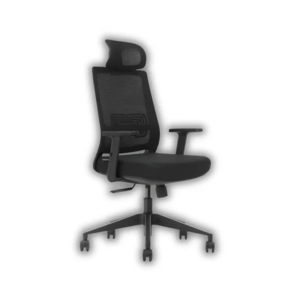 Chaise ergonomique noire en maille avec support lombaire
