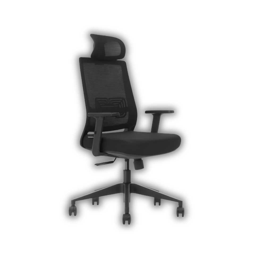 Chaise ergonomique noire en maille avec support lombaire